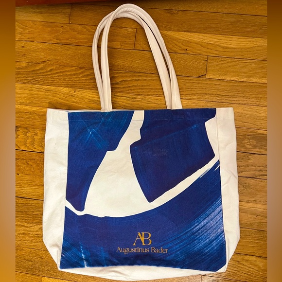 Augustinus Bader x Tiffany Bouelle EUC tote canvas shoulder bag blue white - Picture 1 of 10